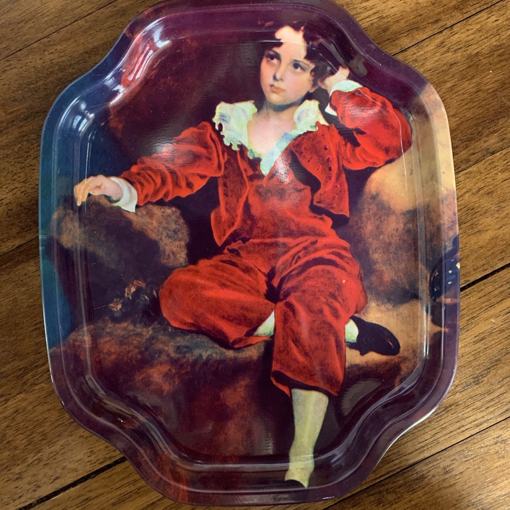 Vintage Red Boy Metal Tray - Made in England